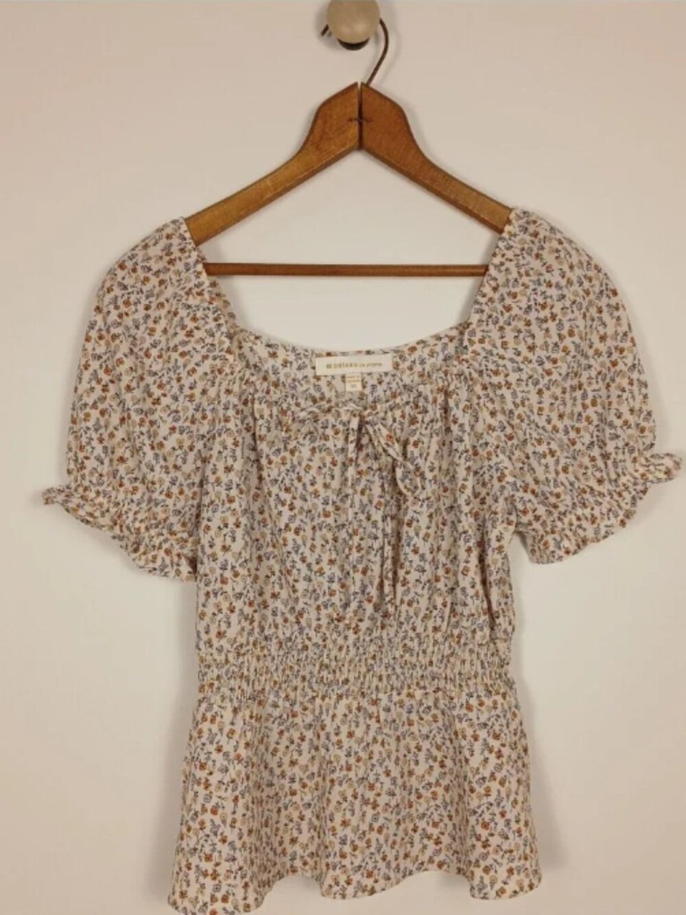 Monteau Los Angeles Floral Peplum Top Women XS Boho Cottagecore - Picture 1 of 7